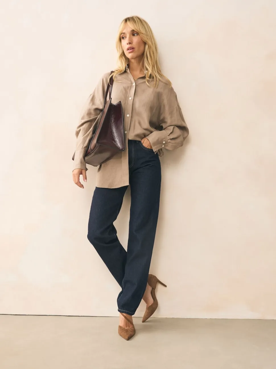 Tan Brown Suede Premium Leather Asymmetric Court Heels