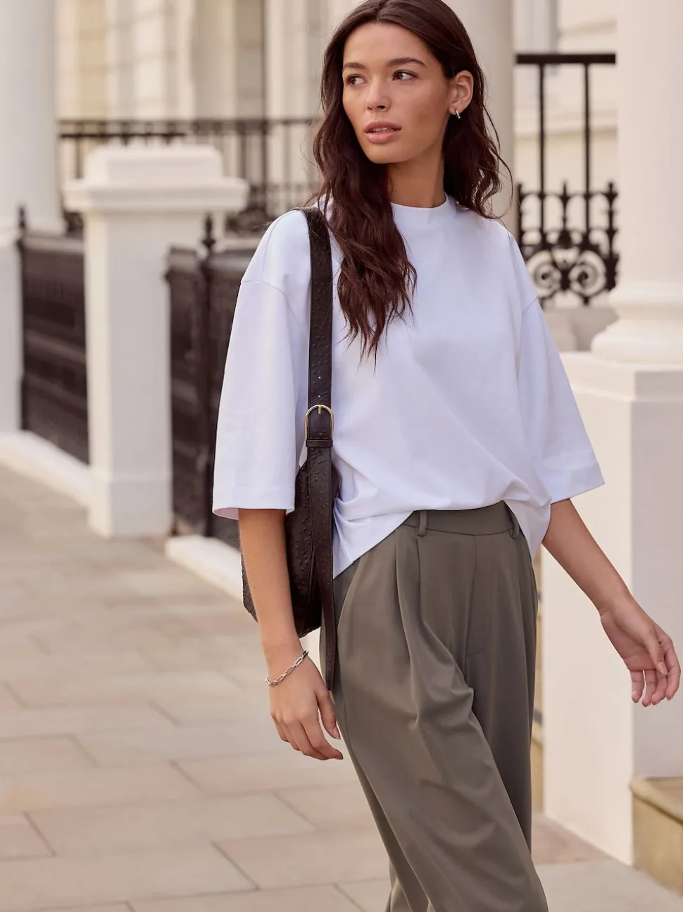 Taupe Brown N. Premium Wide Leg Tailored Jersey Trousers