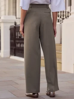 Taupe Brown N. Premium Wide Leg Tailored Jersey Trousers
