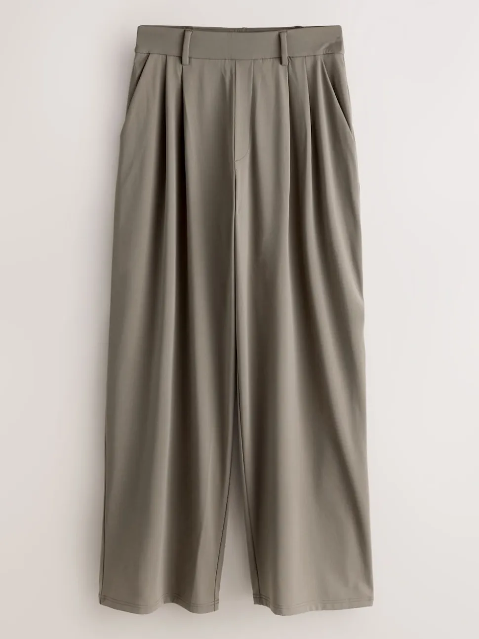 Taupe Brown N. Premium Wide Leg Tailored Jersey Trousers