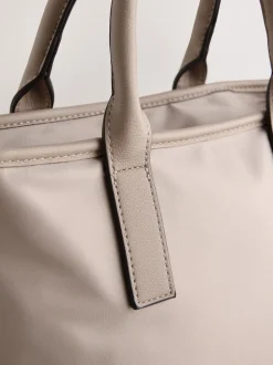 Taupe Brown Nylon Cross-Body Bag