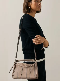 Taupe Brown Panel Cross-Body Bag