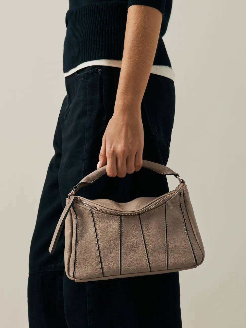 Taupe Brown Panel Cross-Body Bag