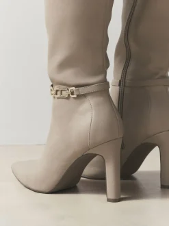 Taupe Forever Comfort® Knee High Hardware Trim Heeled Boots