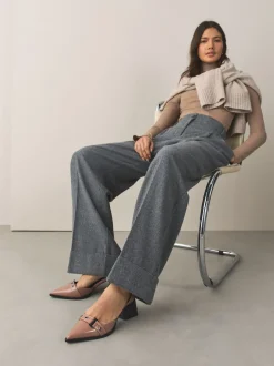 Taupe Forever Comfort® Point Toe Buckle Block Heels
