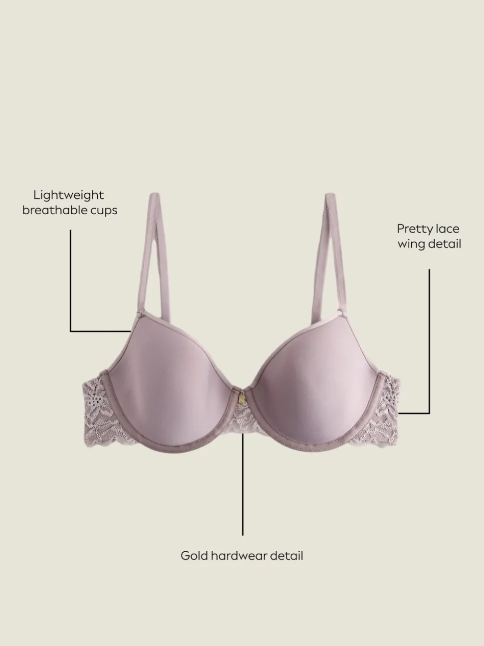 Taupe Pad Full Cup Premium Ultimate Comfort Lightweight Breathable T-Shirt Bra