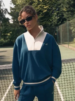 Teal Blue Half Zip Sweatshirt