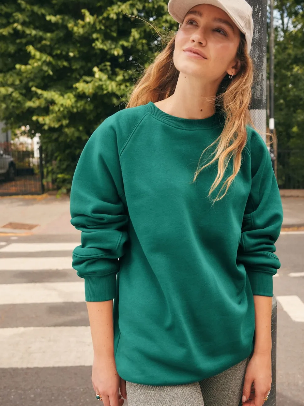 Teal Blue Relaxed Fit Heavyweight Longline Crew Neck Sweatshirt