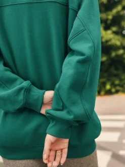 Teal Blue Relaxed Fit Heavyweight Longline Crew Neck Sweatshirt
