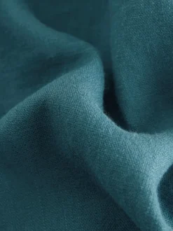 Teal Blue Smart Front Linen Blend Wide Leg Trousers