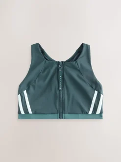 Teal Green Active High Neck Crop Bikini Top