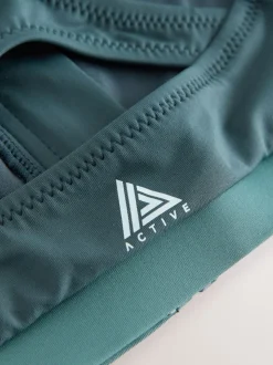Teal Green Active High Neck Crop Bikini Top