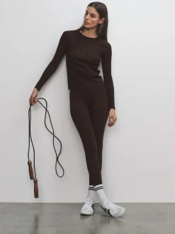 The Set 3 Pack Active Ribbed Legging Black/Chocolate Brown/Khaki