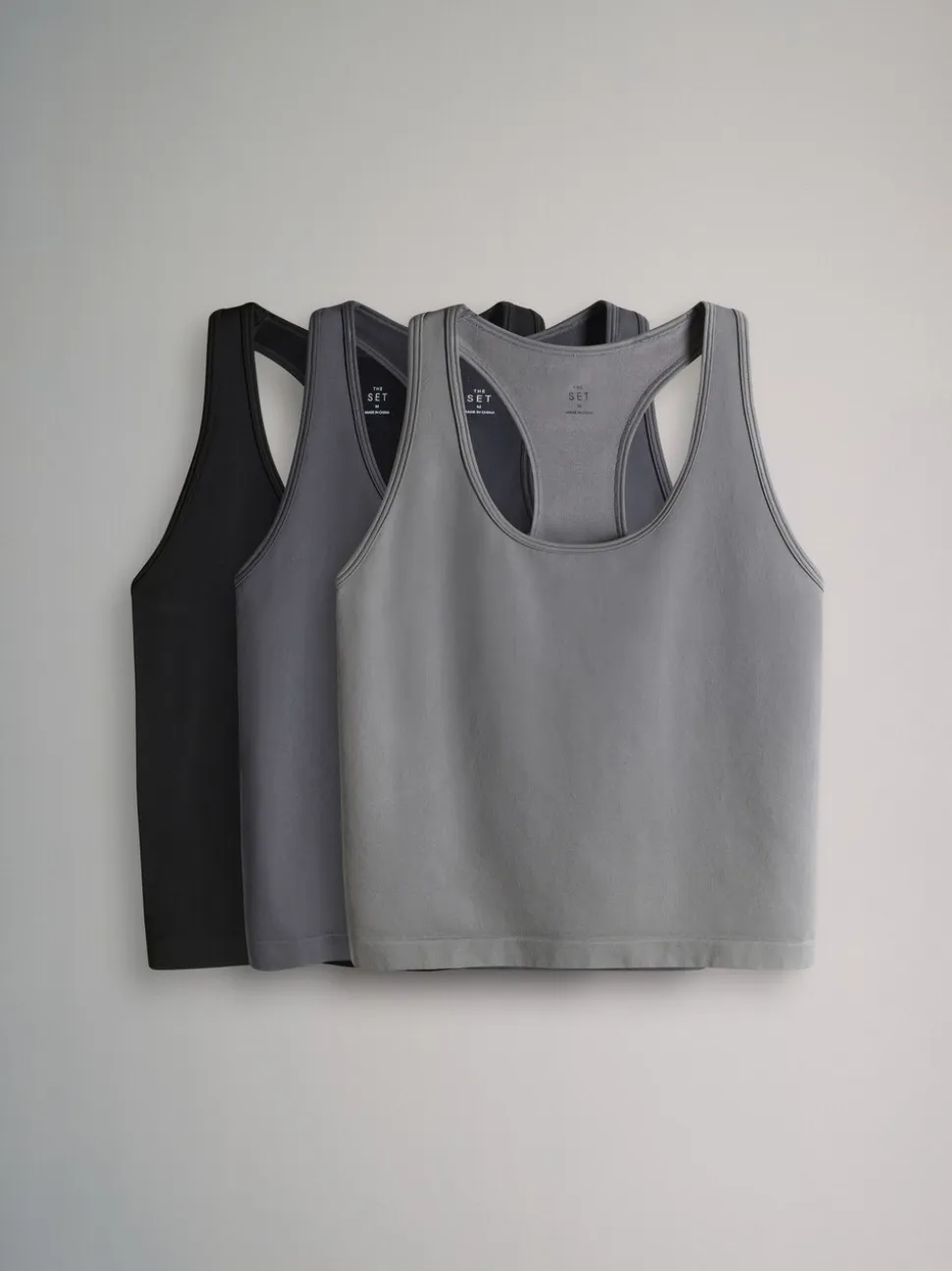 The Set 3 Pack Active Smoothing Racer Vest Balck/Charcoal/Grey
