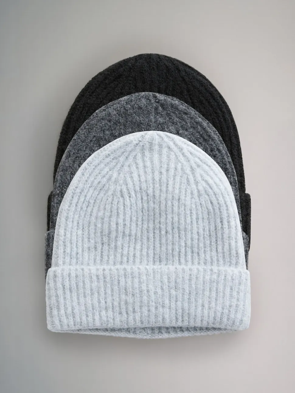 The Set 3 Pack Beanies Black/Grey Marl/Charcoal Grey