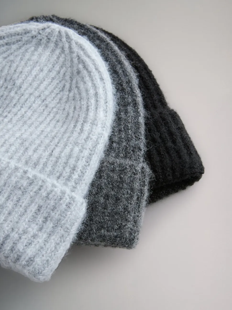 The Set 3 Pack Beanies Black/Grey Marl/Charcoal Grey