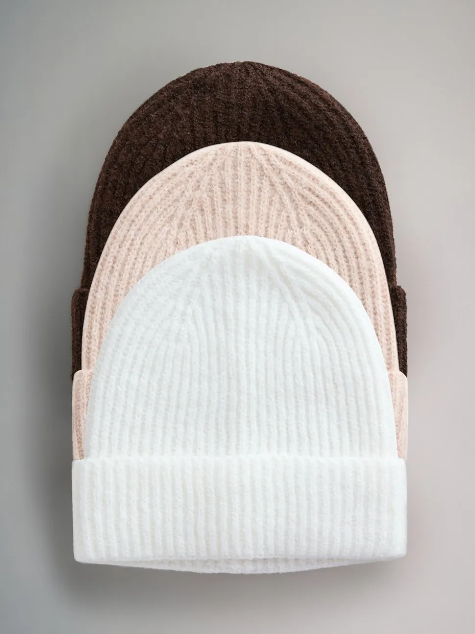 The Set 3 Pack Beanies Oat/Chocolate Brown/Cream