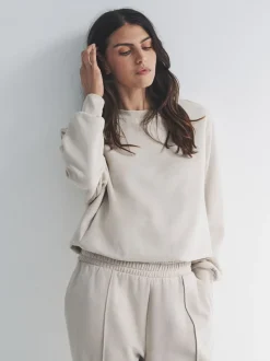 The Set 2 Pack Bubble Hem Sweatshirts Chocolate Brown/Stone