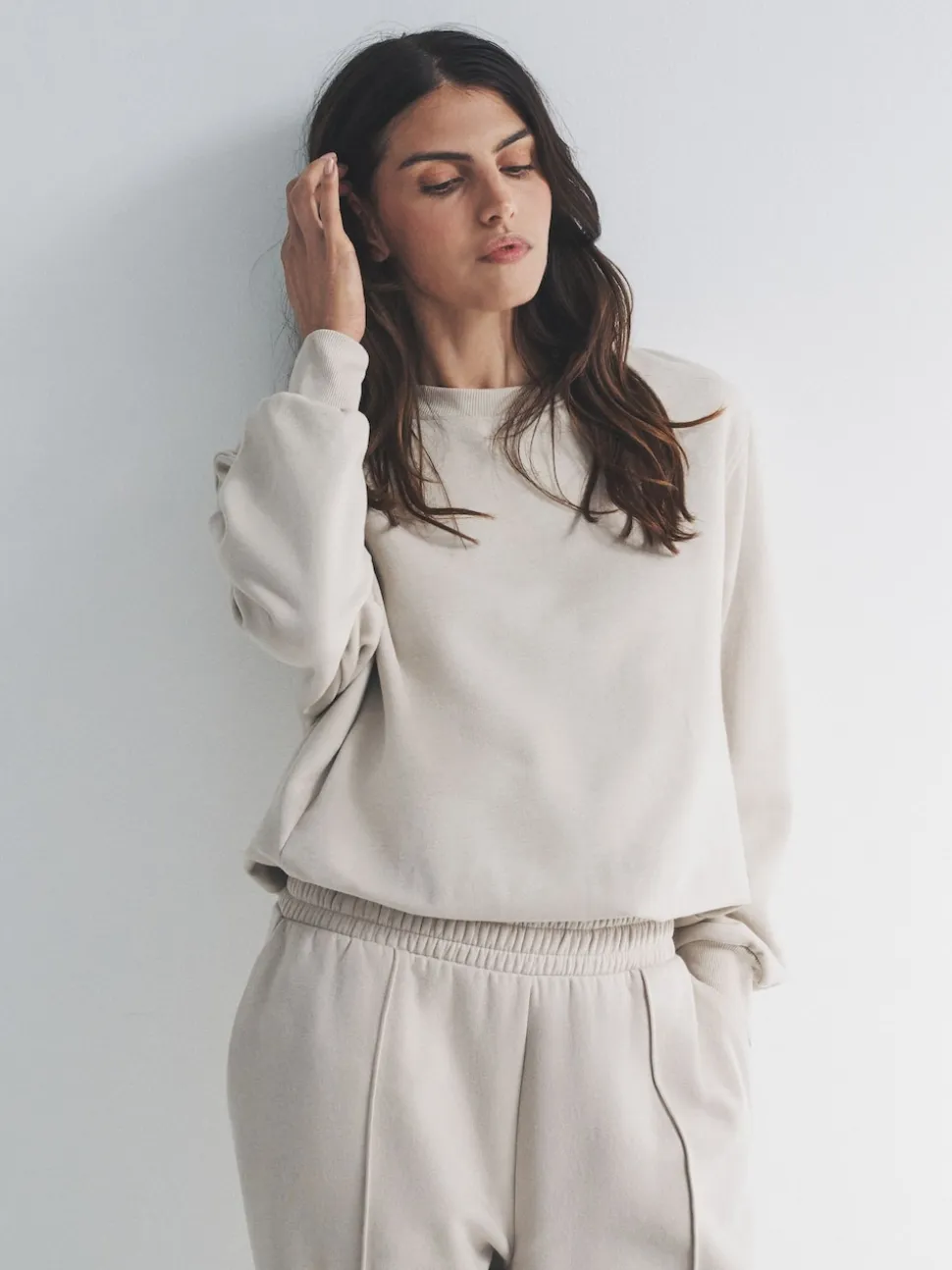 The Set 2 Pack Bubble Hem Sweatshirts Chocolate Brown/Stone