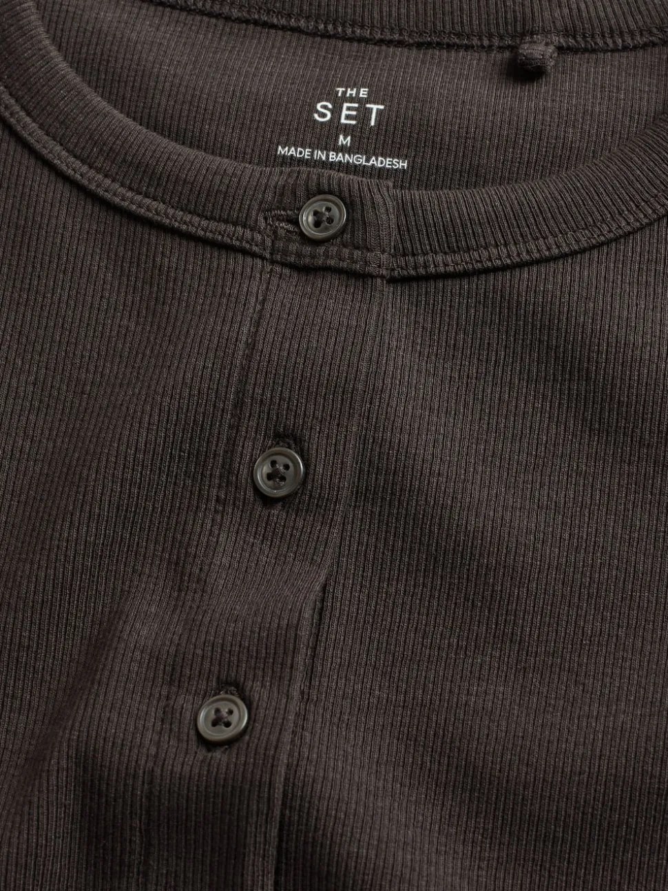 The Set 3 Pack Button Through Ribbed Vests Black/White/Chocolate Brown