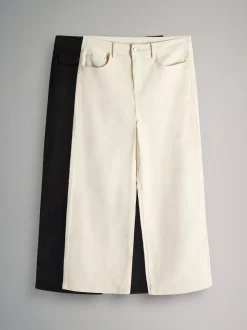 The Set 2 Pack Cord Wide Leg Jeans Cream/Black