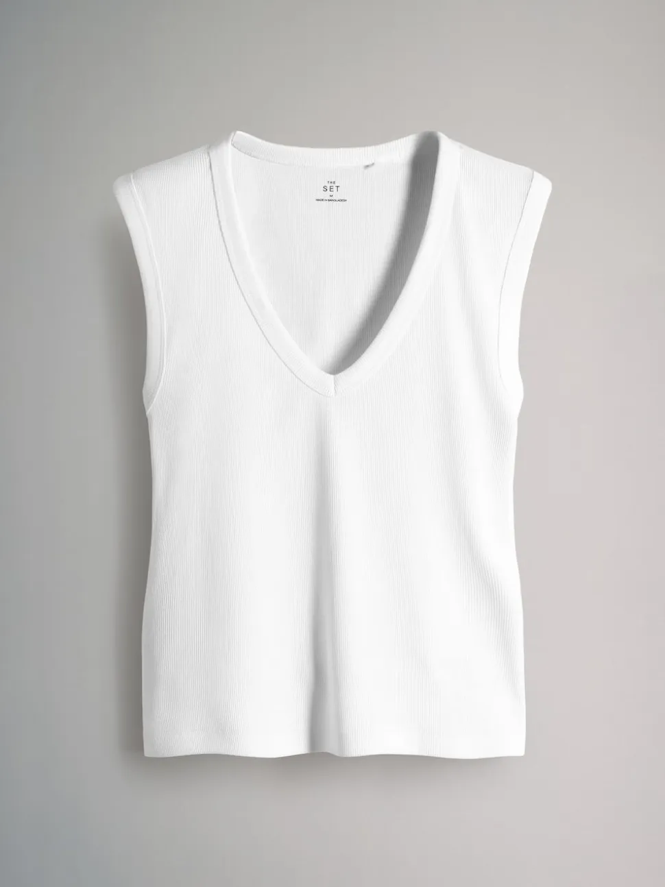 The Set 5 Pack Deep V-Neck Ribbed Vest Black/Brown/White/Cream