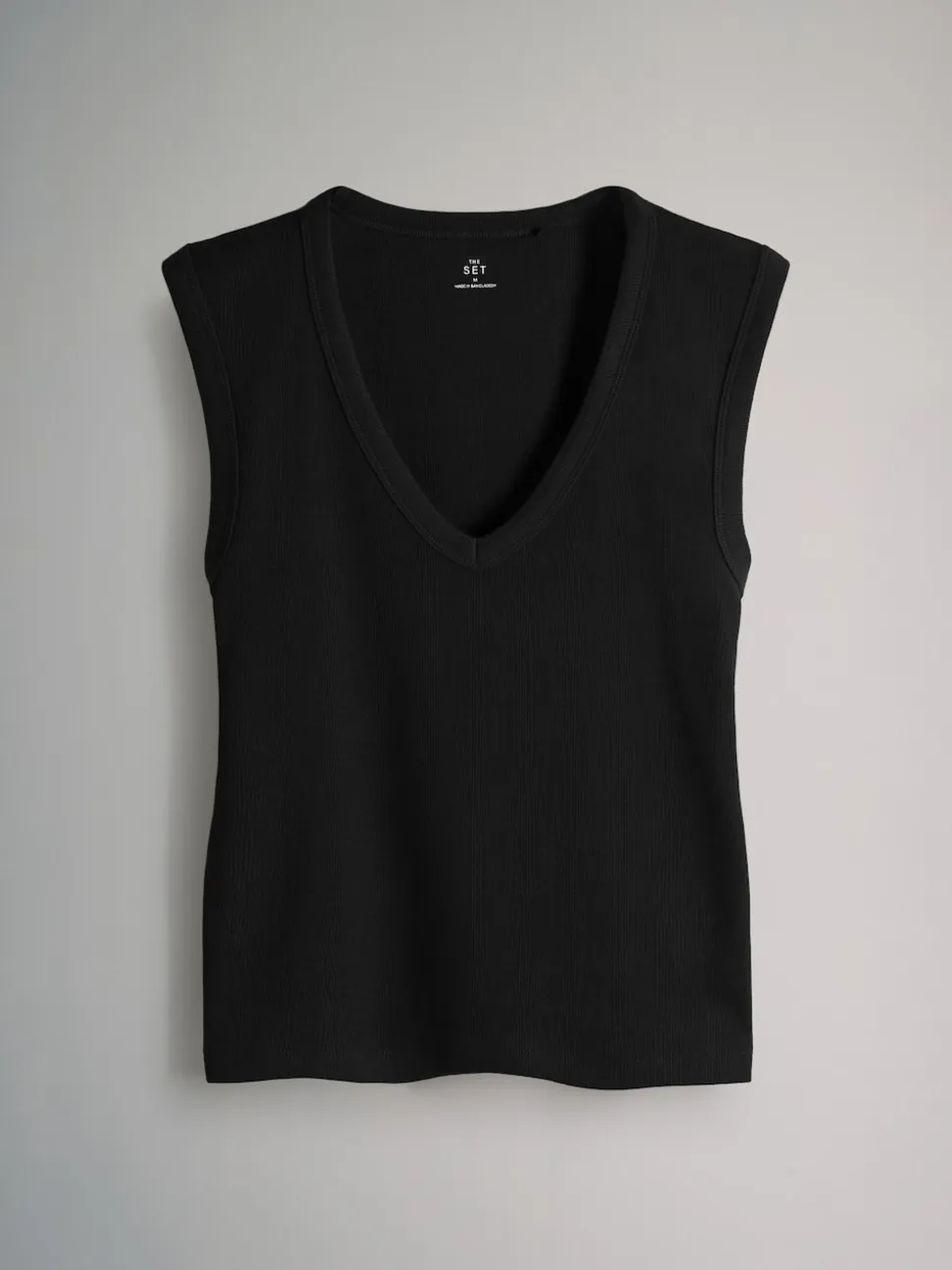 The Set 5 Pack Deep V-Neck Ribbed Vest Black/Brown/White/Cream