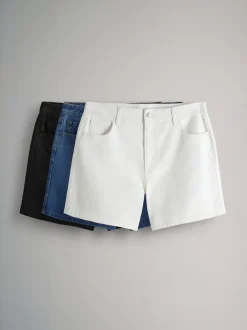 The Set 3 Pack Denim Shorts Mid Blue/Ecru/Black
