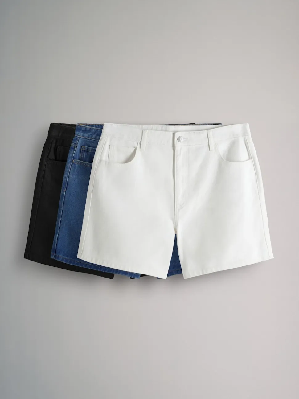 The Set 3 Pack Denim Shorts Mid Blue/Ecru/Black