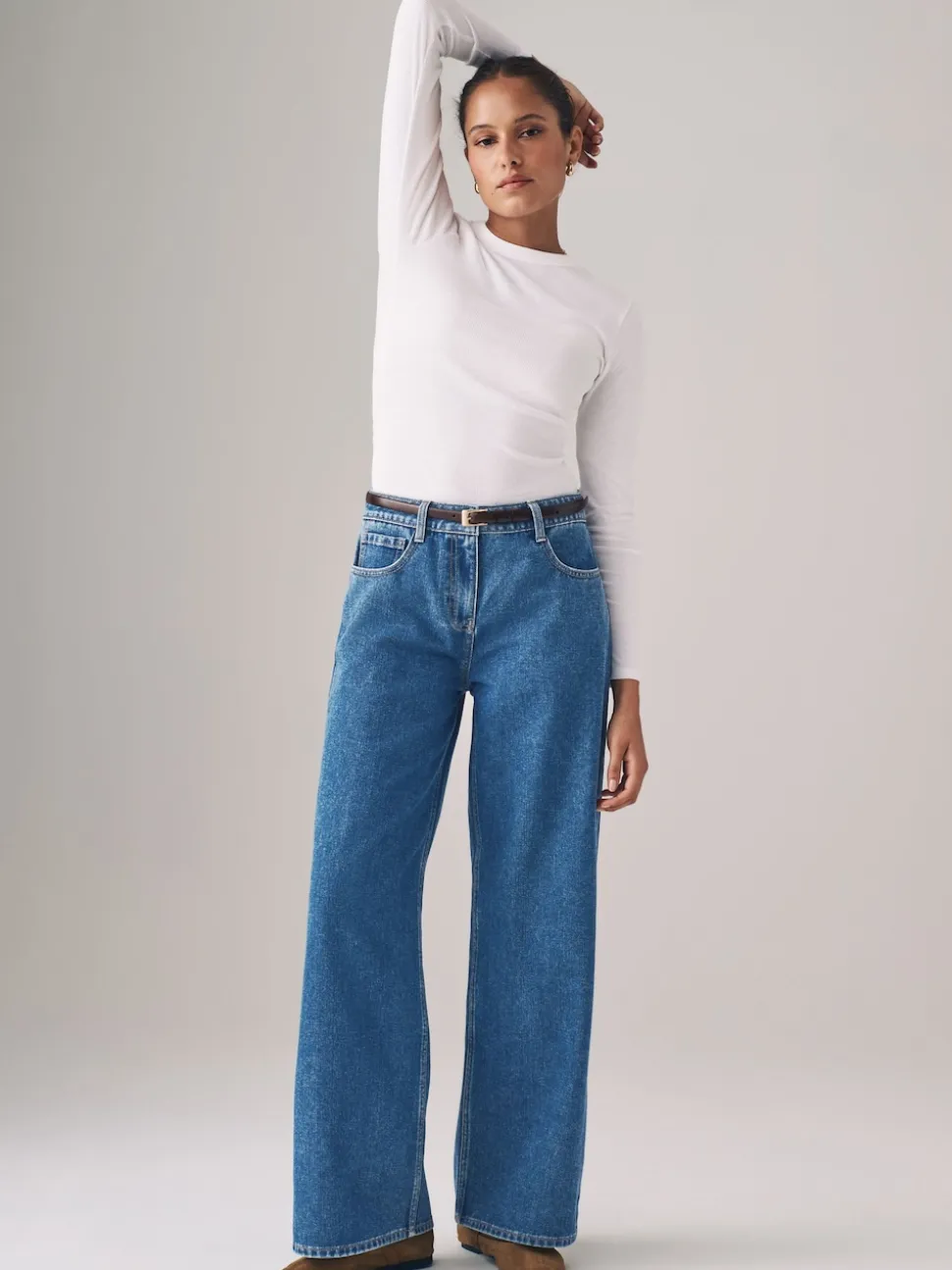 The Set 2 Pack Denim Wide Leg 100% Cotton Jeans Black/Mid Blue