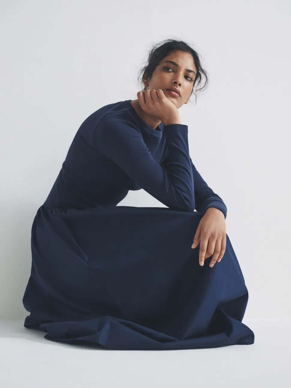 The Set 2 Pack Drop Waist Long Sleeve Dresses Navy Blue/Black