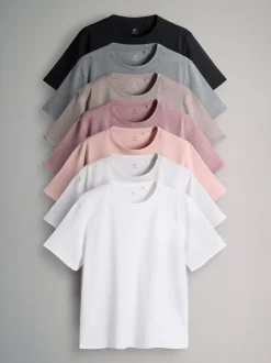 The Set 7 Pack Essential T-Shirts Black/Brown/Taupe/Pink/Light Pink/Cream/White