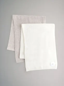 The Set 2 Pack Fine Knit Scarf Set Oatmeal/Cream