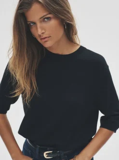 The Set 3 Pack Fine Knit T-Shirts Black/Neutral/Cream