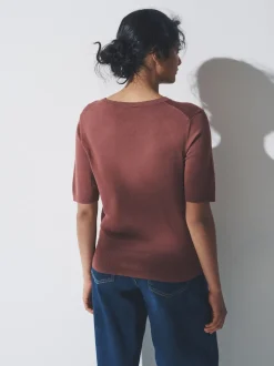 The Set 3 Pack Fine Knit T-Shirts Plum/Dark Pink/Brown