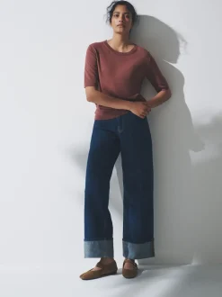 The Set 3 Pack Fine Knit T-Shirts Plum/Dark Pink/Brown