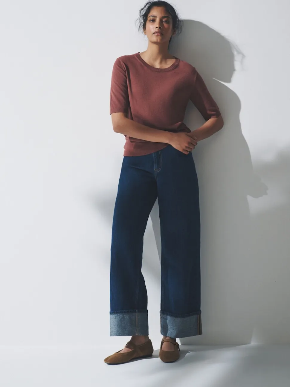 The Set 3 Pack Fine Knit T-Shirts Plum/Dark Pink/Brown