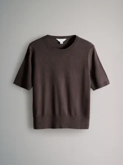 The Set 3 Pack Fine Knit T-Shirts Plum/Dark Pink/Brown