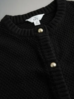 The Set 2 Pack Gold Button Knitted Short Sleeve Cardigans Cream/Black