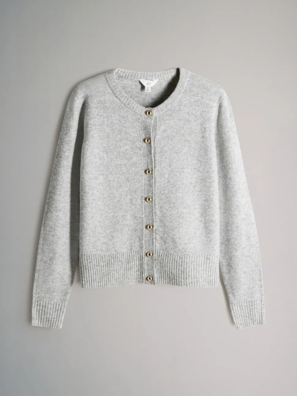 The Set 2 Pack Gold Button Knitted Cardigans With Wool Black/Grey Marl