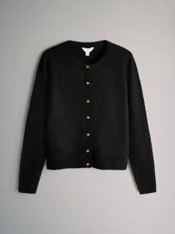 The Set 2 Pack Gold Button Knitted Cardigans With Wool Black/Grey Marl
