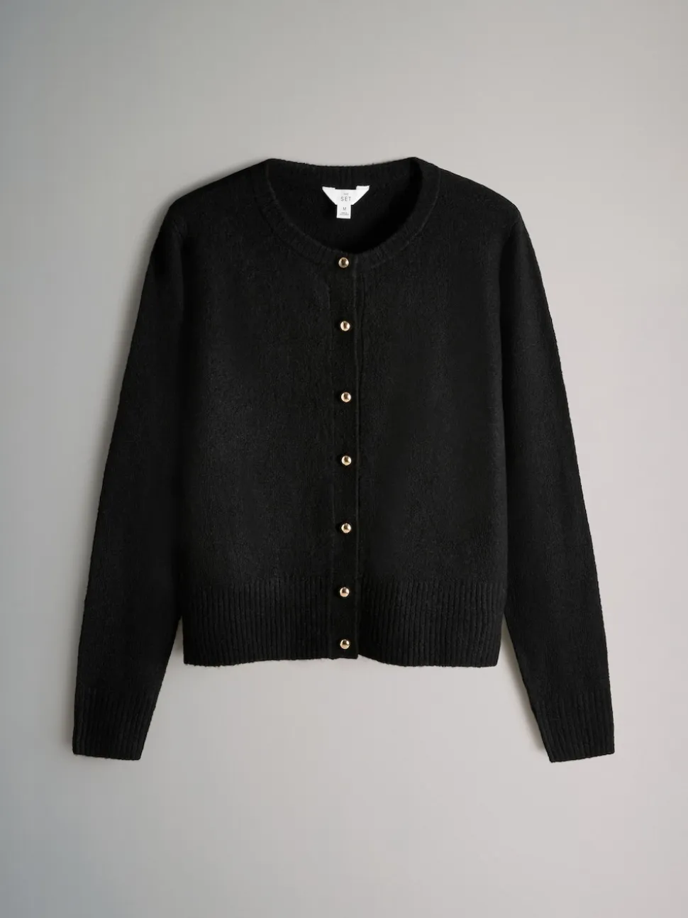 The Set 2 Pack Gold Button Knitted Cardigans With Wool Black/Grey Marl