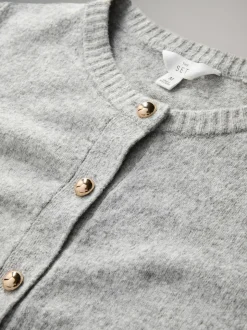The Set 2 Pack Gold Button Knitted Cardigans With Wool Black/Grey Marl