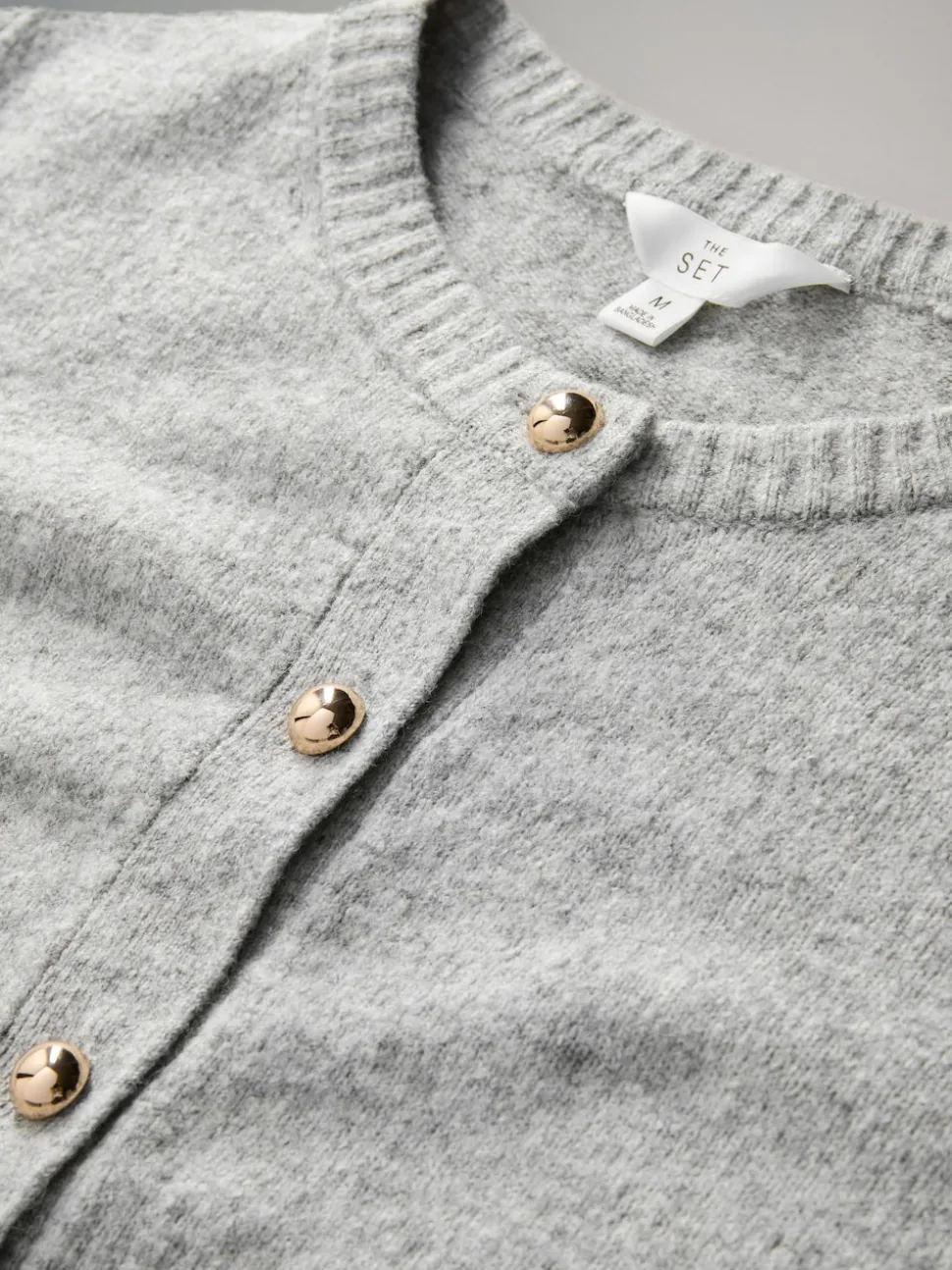 The Set 2 Pack Gold Button Knitted Cardigans With Wool Black/Grey Marl
