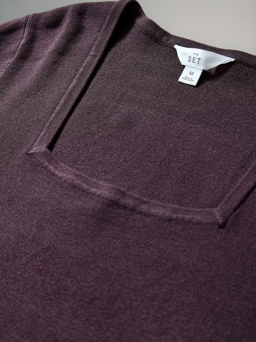 The Set 2 Pack Knitted Square Neck Dress Burgundy Plum/Navy Blue Tipped