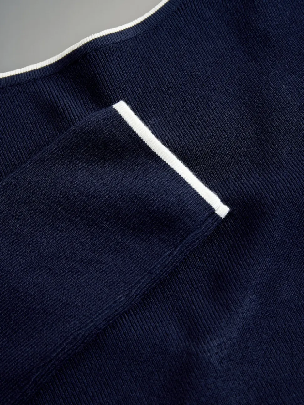 The Set 2 Pack Knitted Tipped Scoop Back Tops Ecru/Navy Blue