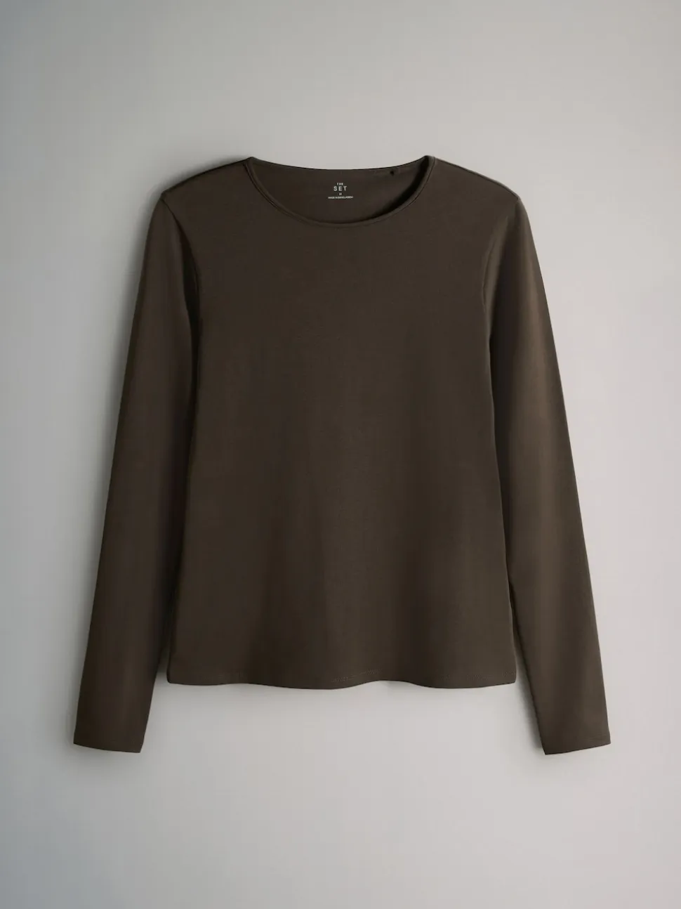 The Set 7 Pack Long Sleeve Crew Neck T-Shirts Chocolate Brown/ Taupe Brown/ Light Brown/ Neutral