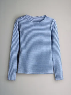 The Set 5 Pack Long Sleeve Crew Neck T-Shirts Navy/Light Blue Stripe/Red/Stone Brown/White