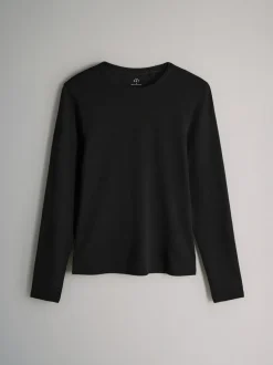 The Set 7 Pack Long Sleeve Ribbed T-Shirts Black/White/Grey Marl/Charcoal/Brown/Taupe Brown