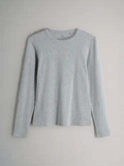 The Set 7 Pack Long Sleeve Ribbed T-Shirts Black/White/Grey Marl/Charcoal/Brown/Taupe Brown